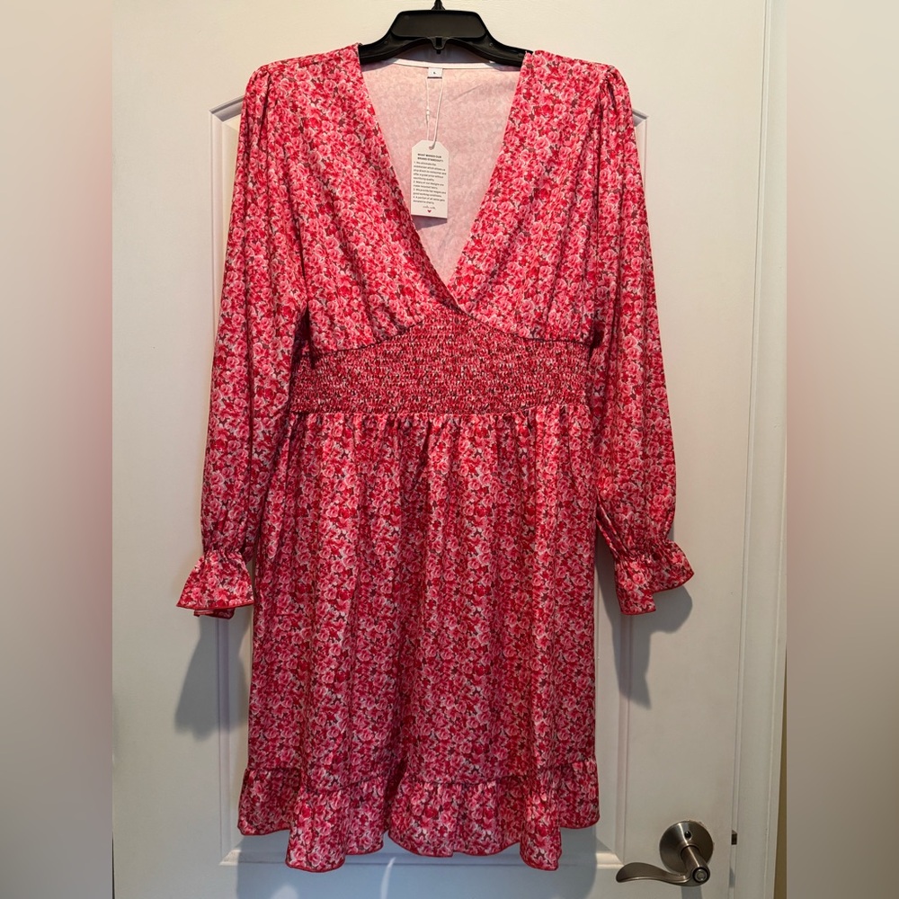 Floral Pink Long Sleeve Dress